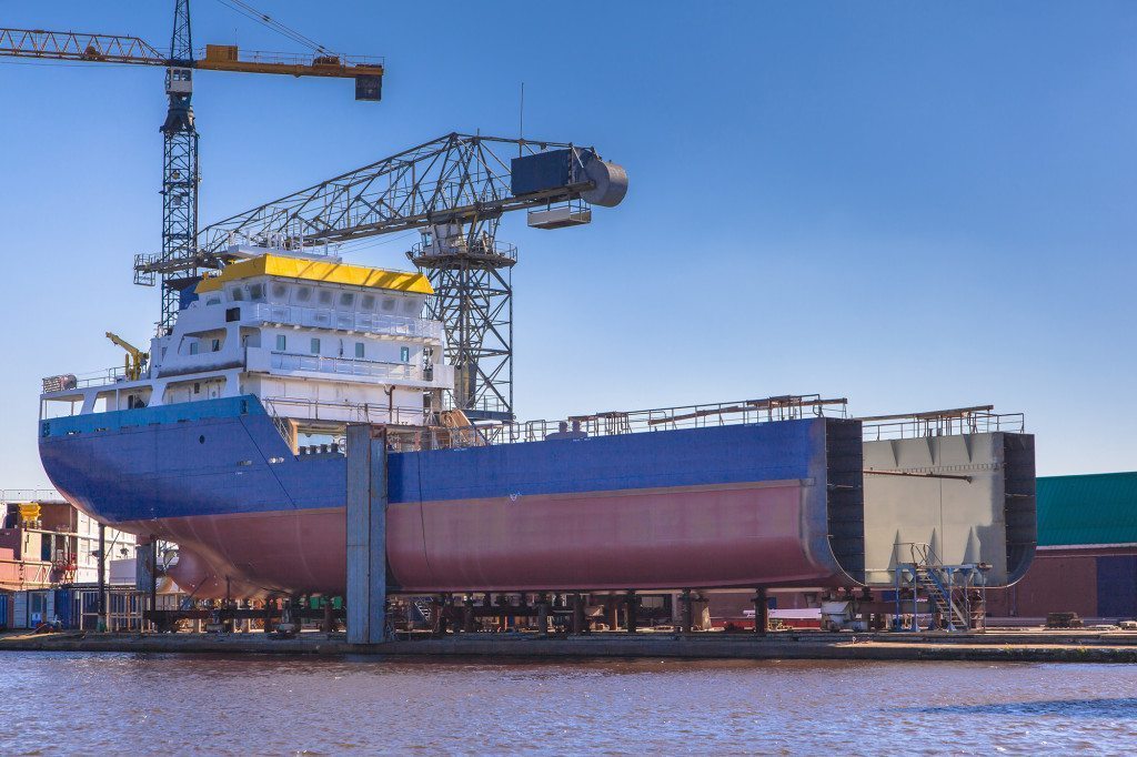 Ship Construction Ship Being Constructed on a Wharf in the Netherlands
